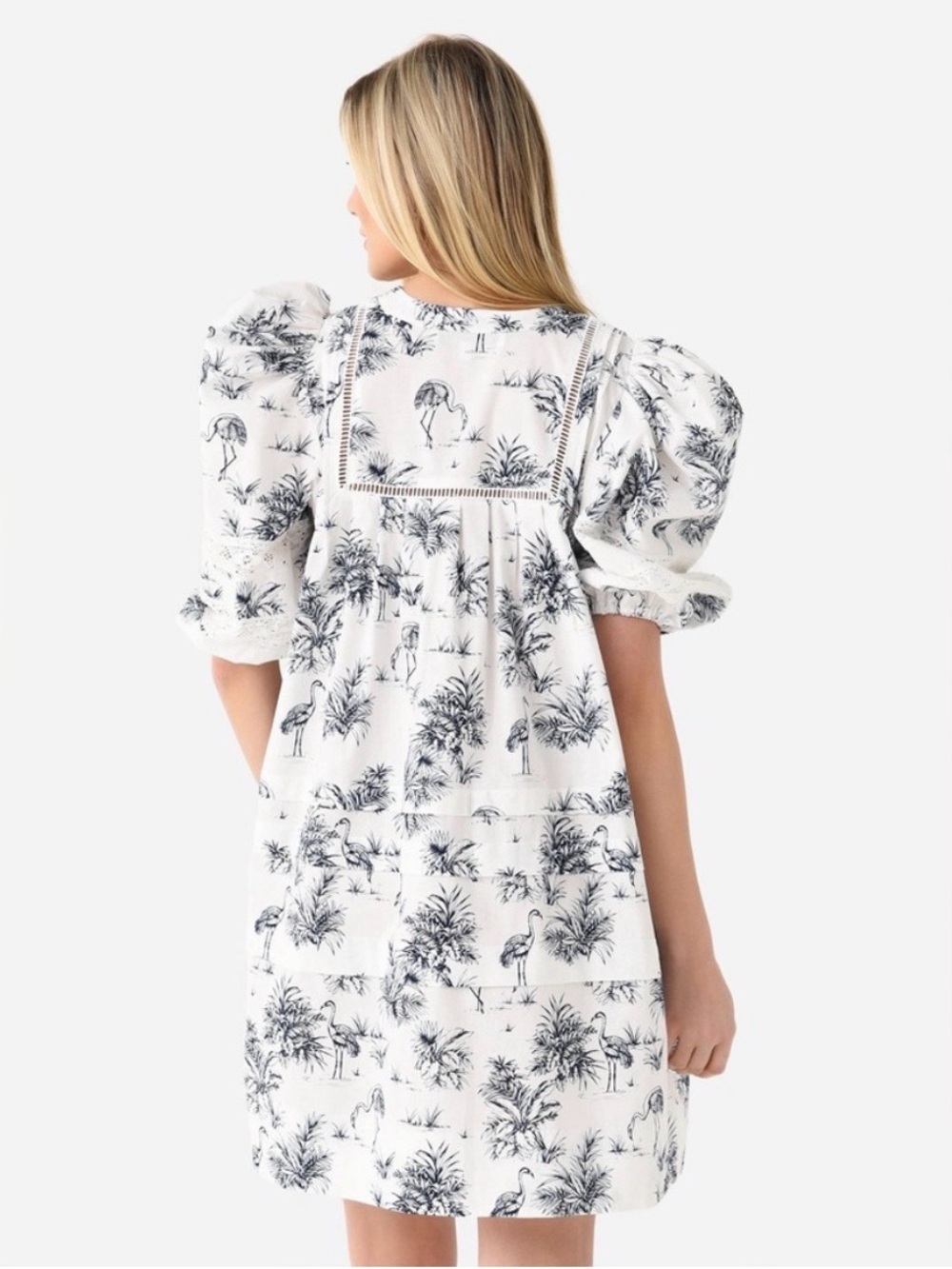 Hunter Bell Jenkins Mini Dress in Navy Flamingo Print, Size S - Picture 2 of 12